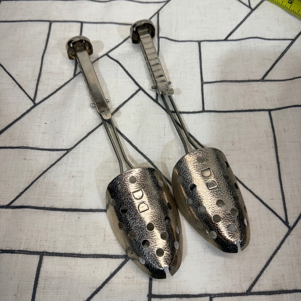 Ekco Shoe Trees Adjustable Size Silver Metal Vintage USA Made Perforated Pair